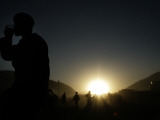 Soldier of the Afghan National Army Drinks Tea at Sunset in Kabul, Afghanistan Photographic Print