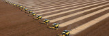 Workers on Combines Harvest Soybeans in Correntina, Northern Brazil Fotografie-Druck