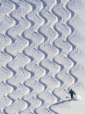 Skier Leaves His Trace in the Deep Snow on a Hill Near St. Maergen in the Black Forest of Germany Fotoprint