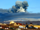 Volcano in Southern Iceland's Eyjafjallajokull Glacier Sends Ash into the Air Just Prior to Sunset Photographic Print