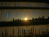 Sun Sets on a Sub Zero Day Behind the Skyline of Milwaukee Photographic Print