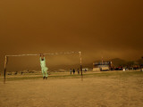 Playing a Friendly Soccer Match in a Park During a Sandstorm in Kabul, Afghanistan Photographic Print