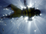 Snorkeler Swims at Balmorhea State Park, Texas Photographic Print
