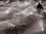 Potato Farmer Checks His Field During Irrigation in Village Near Larnaca in the South of Cyprus Photographic Print