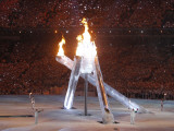 Wayne Gretzky and Others with Burning Olympic Cauldron, Opening Ceremonies for the XXI Winter Games Photographic Print