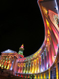 Annual Holiday Light Display Illuminates the Denver County Building, Seen Through a Fisheye Lens Photographic Print
