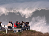 Spectators Line the Bluff at La Jolla Cove to Get a Good Look at the Large Surf in San Diego Photographic Print