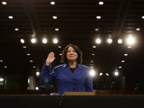 Supreme Court Nominee Sonia Sotomayor is Sworn in on Capitol Hill in Washington Photographic Print
