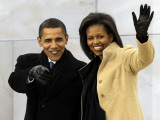Barack Obama and His Wife Arrive at the Opening Inaugural Celebration at the Lincoln Memorial Photographic Print