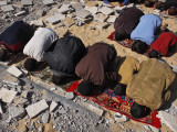 Palestinians Pray in Rubble of Mosque Destroyed in Israeli Military Offensive, Northern Gaza Strip Photographie