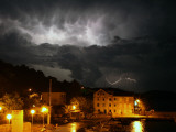 Lightning Illuminates the Sky over Prvic Luka During a Summer Storm on the Island of Prvic, Croatia Photographic Print