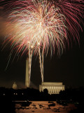 Fireworks Over the Capitol, the Washington Monument, and the Lincoln Memorial Photographic Print