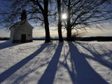 Trees Cast their Shadows Next to the Chapel Near Feldkirchen, Southern Germany Photographic Print