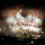 Fireworks Flash over Sydney Harbor During New Year Celebrations Photographic Print