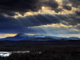 Sun Rays Filter Through Clouds over Mount Katahdin in Maine's Baxter State Park Photographic Print Sun Rays Filter Through Clouds over Mount Katahdin in Maine's Baxter State Park Photographic Print