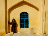 Beggar Girl Waits for Pilgrims Coming to Pray in Graveyard behind Sakhys Shrine, Kabul, Afghanistan Photographic Print