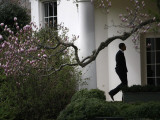 President Barack Obama Walks Down the Colonnade to the Oval Office of the White House Photographic Print