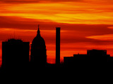 Sun Sets Behind the Kansas Statehouse in Downtown Topeka Photographic Print