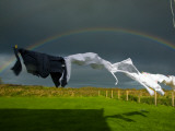 Rainbow, Stormy Sky and Clothes Line, Bunmahon, County Waterford, Ireland Photographic Print