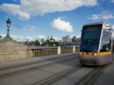 Luas Tram on the Sean Heuston Bridge, Dublin, Ireland Photographic Print