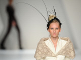 Model Displays a Creation by Portuguese Designer Fatima Lopes During the Portugal Fashion Weekend Photographic Print