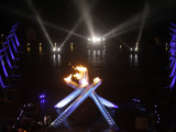Olympic Cauldron after Being Lit at the Opening Ceremony for the 2010 Olympics Photographic Print