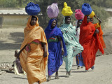 Chadian Refugees Walk Inside a Refugee Camp at the Border Town of Kousseri, Cameroon Photographic Print