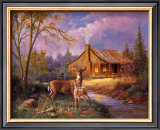 Deer Near Cabin Prints by M. Caroselli
