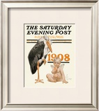 New Year's Baby, c.1908: Stork Delivery Framed Giclee Print by Joseph Christian Leyendecker