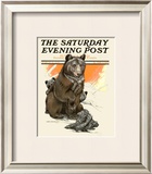 Porcupine Scares the Bears Framed Giclee Print by Charles Livingston Bull