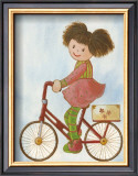 Girl on Red Bike Prints by Alba Galan