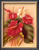 Red and White Anthuriums Posters by Frank Oda