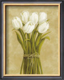 White Tulips in String Prints by Cuca Garcia