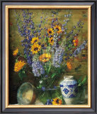 Delphiniums and Chinese Vase Prints by F. Janca