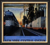 New York Central System, Along the Water Level Route Framed Giclee Print by Leslie Ragan