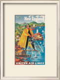 United Airlines, New England Art by Joseph Feher