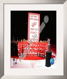 The Detroit Red Wings with the 2007-08 Stanley Cup Championship Banner Framed Photographic Print