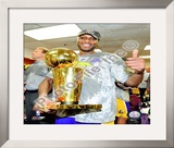 Lamar Odom Game Five of the 2009 NBA Finals With Championship Trophy Framed Photographic Print