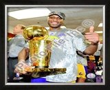 Lamar Odom Game Five of the 2009 NBA Finals With Championship Trophy Framed Photographic Print
