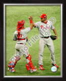 Brad Lidge & Carlos Ruiz Game one of the 2008 MLB World Series Framed Photographic Print