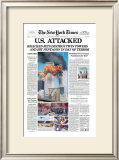 New York Times, September 12, 2001: 9/11 Attacks on New York and DC Framed Giclee Print