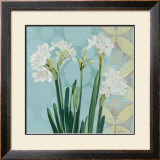 Paperwhites on Blue I Print by Katherine Lovell