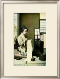 Japanese Geisha Writing Letter Framed Giclee Print