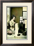 Japanese Geisha Writing Letter Framed Giclee Print