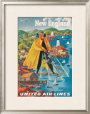 United Airlines, New England Framed Giclee Print by Joseph Feher