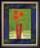 Orange Flowers on Green Prints by Hussey 