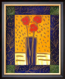 Pink Flowers on Yellow Poster by Hussey 