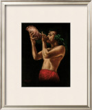 Conch Blower Framed Giclee Print by Leeteg 