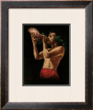 Conch Blower Framed Giclee Print by Leeteg 