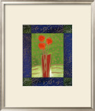 Orange Flowers on Green Art by Hussey 